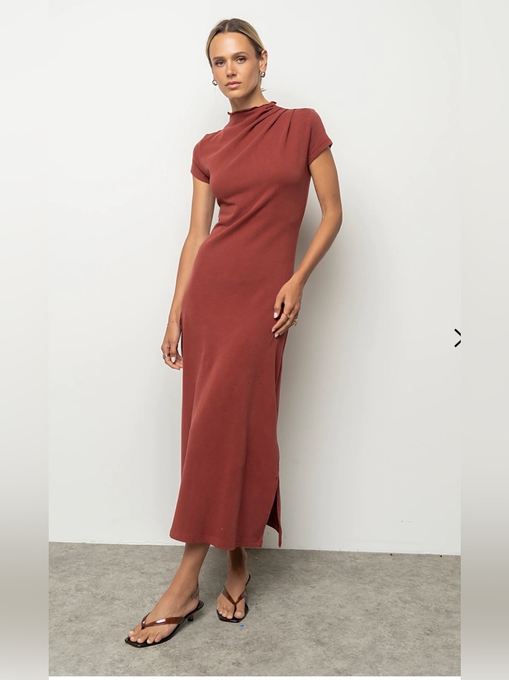 bohme Isla Rushed Maxi Dress - Brick Red - Sz S